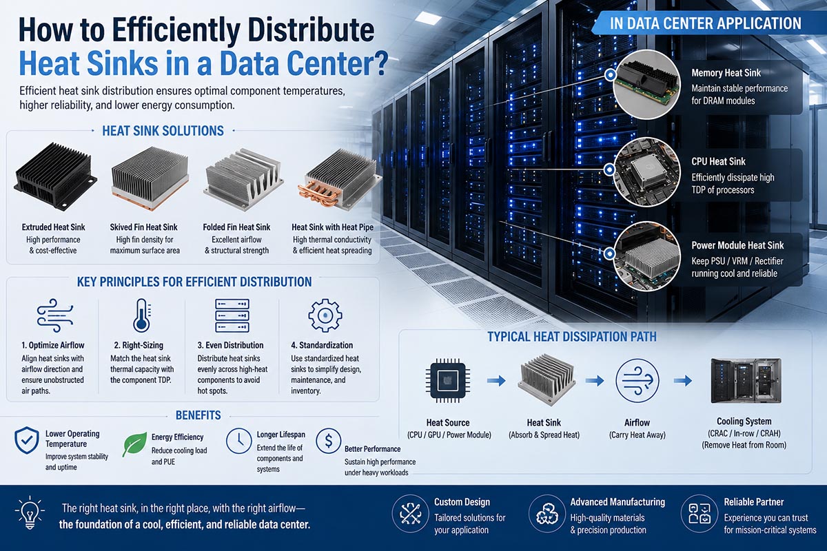 How to Efficiently Distribute Heat Sinks in a Data Center?