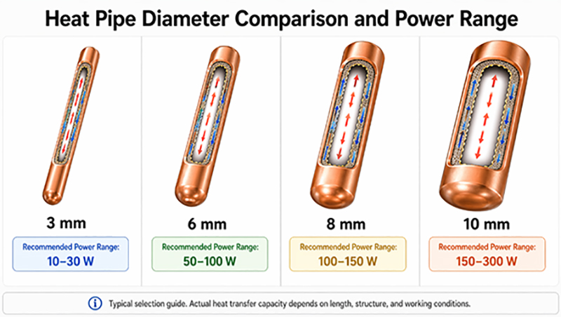 Heat Pipe Diameter Selection Reference