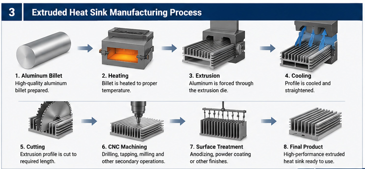 How Is an Extruded Heat Sink Manufactured